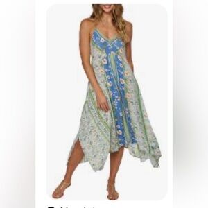 O'Neill Asymmetrical Dress in Blue and Green Floral